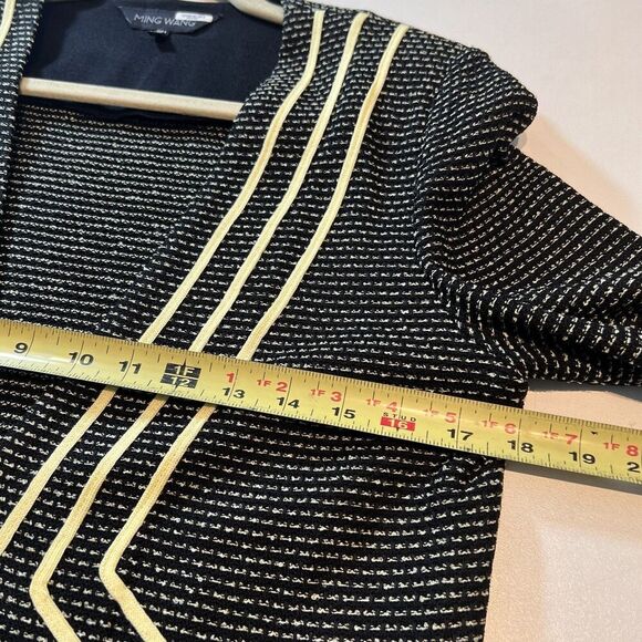 Ming Wang Jacket Cardigan Size PM Geometric 3/4 Sleeve Work Office Preppy - Picture 6 of 7